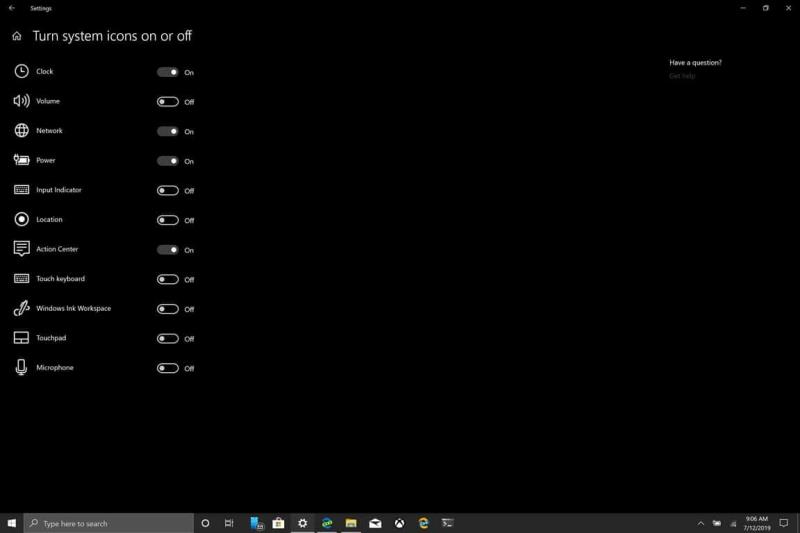 Kā ieslēgt un izslēgt sistēmas ikonas operētājsistēmā Windows 10