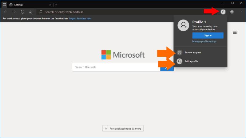 Profiilide kasutamine – Microsoft Edge Insideri uus funktsioon