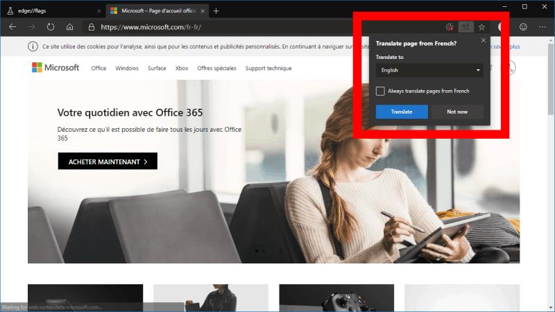 Microsofti tõlke lubamine Edge Devi brauseris