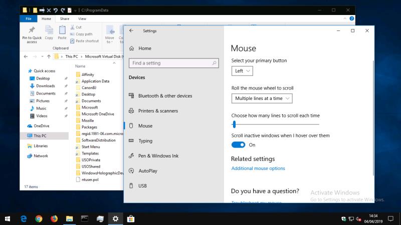 Com desactivar el desplaçament de la finestra inactiu a Windows 10