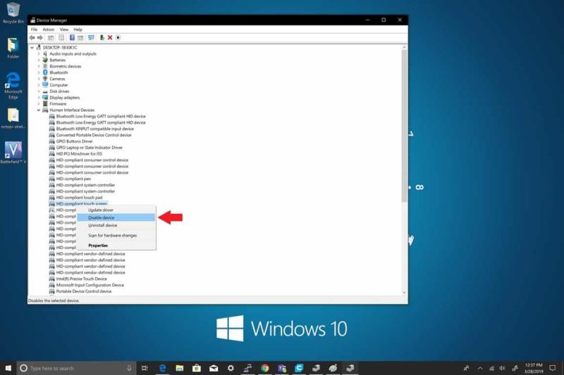 Kosketusnäytön poistaminen käytöstä Windows 10:ssä