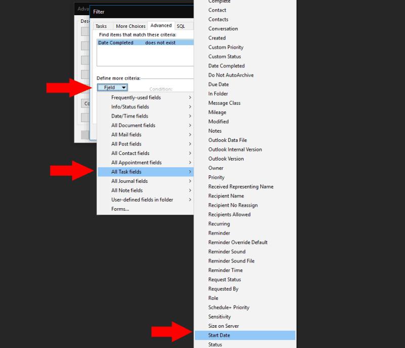 Com amagar les tasques d'Outlook amb una data d'inici futura