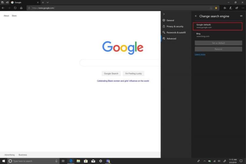 Hvernig á að breyta sjálfgefna leitarvélinni í Microsoft Edge