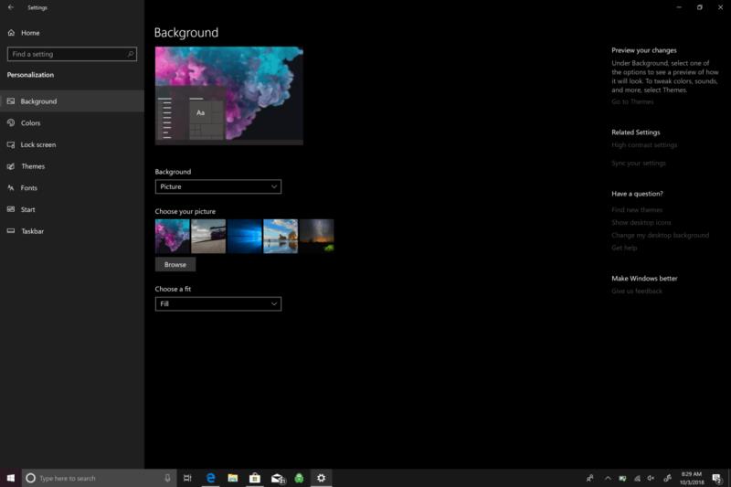 Kako promijeniti pozadinu na Windows 10