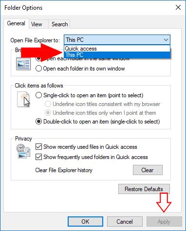 Kako omogočiti, da se File Explorer odpre v "Ta računalnik" v sistemu Windows 10