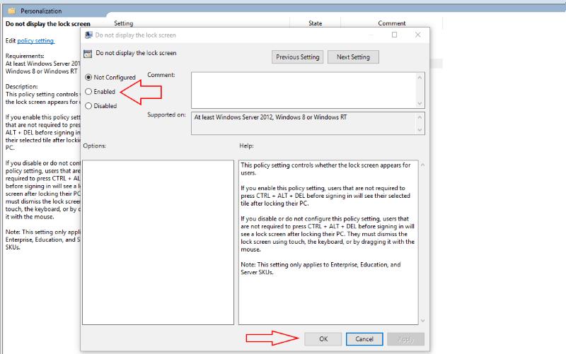 Как да деактивирате заключения екран на Windows 10 и да преминете направо към подканата за парола