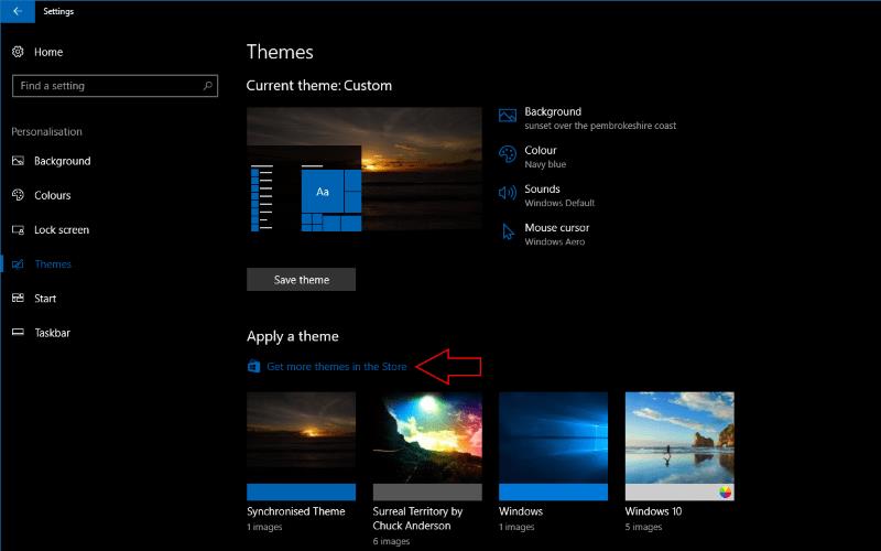 Hur man installerar teman från Windows Store i Windows 10