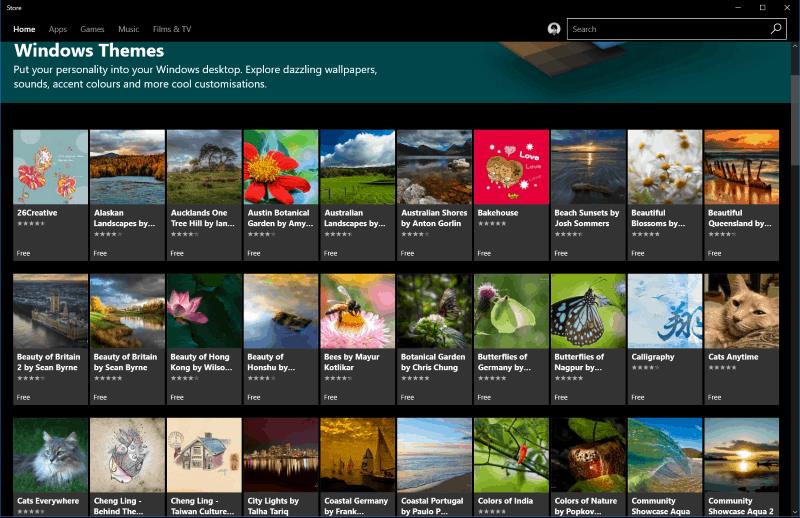 Kaip įdiegti temas iš „Windows Store“ sistemoje „Windows 10“.