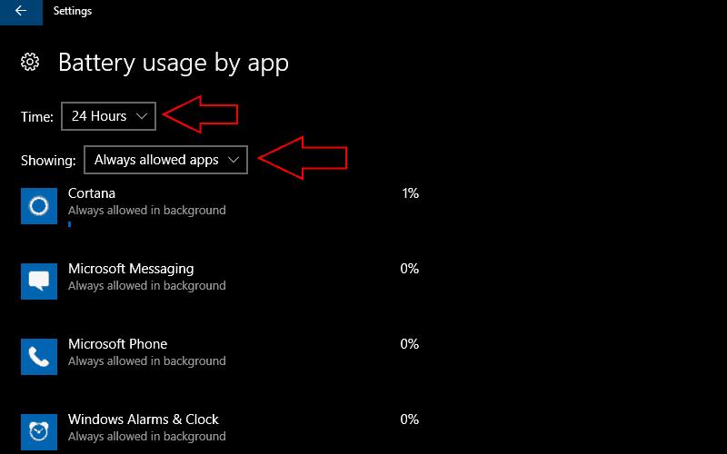 Kā pārbaudīt, cik daudz enerģijas patērē lietotnes operētājsistēmās Windows 10 un Windows 10 Mobile