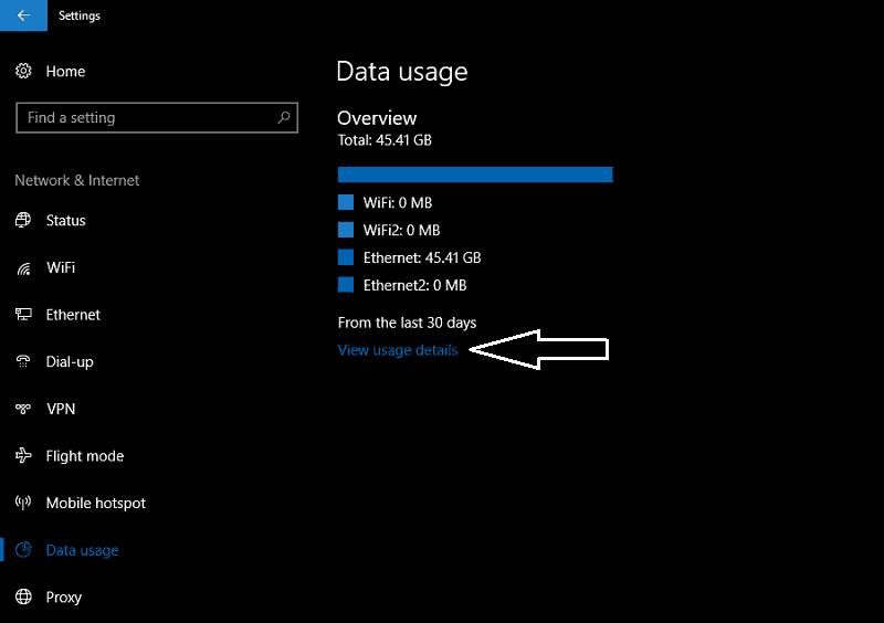 Kako vidjeti upotrebu podataka u sustavu Windows 10