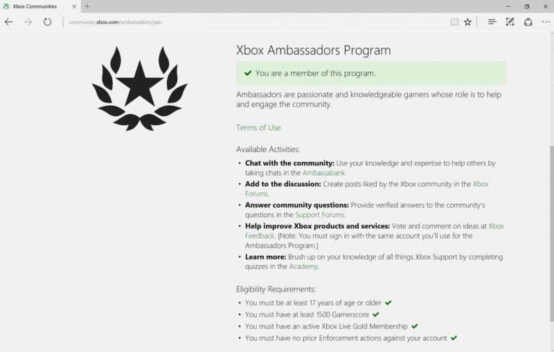 Kā pievienoties programmai Xbox Ambassadors