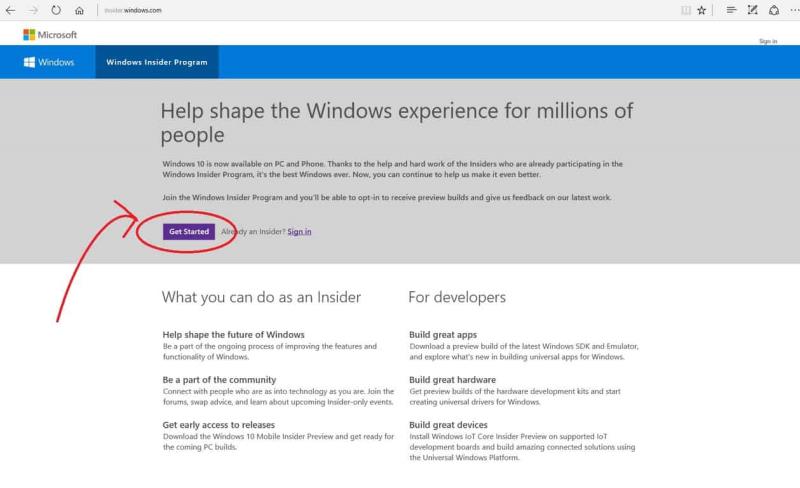 Ako sa pripojiť k programu Windows Insider