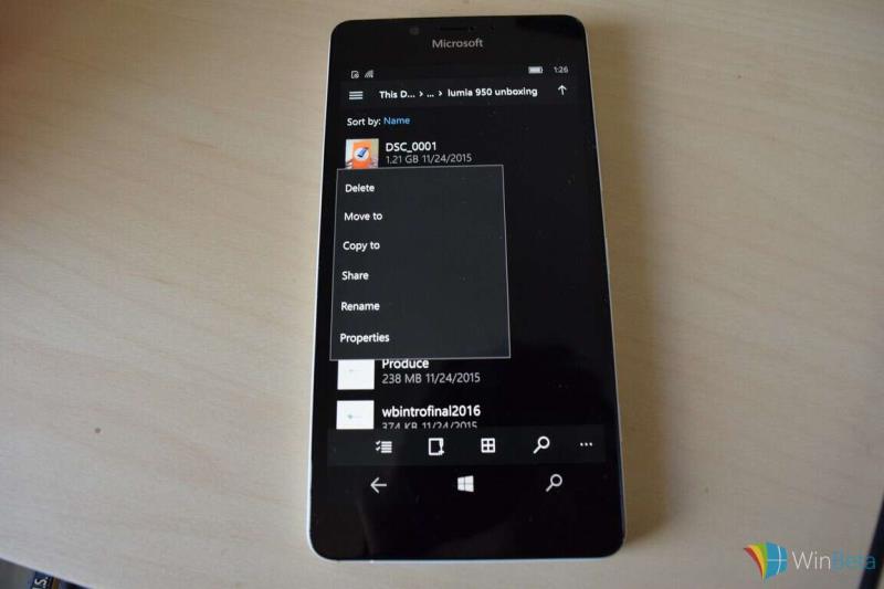 Ponorte sa do Prieskumníka súborov vo Windowse 10 Mobile s Lumiou 950