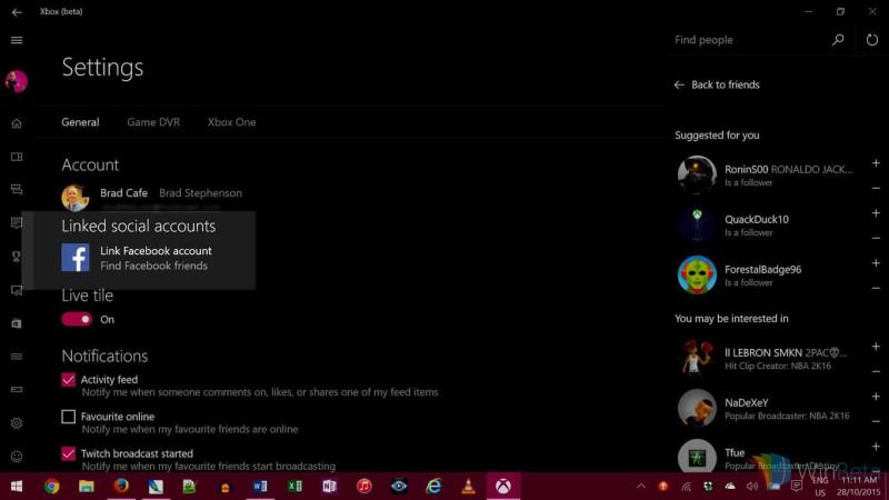 Yhdistä Facebook Xbox Liveen Windows 10 Xbox -sovelluksen kautta