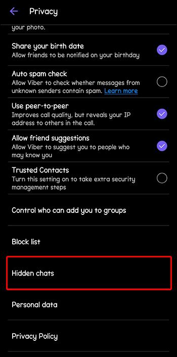 Hur man visar dolda chattar i Viber