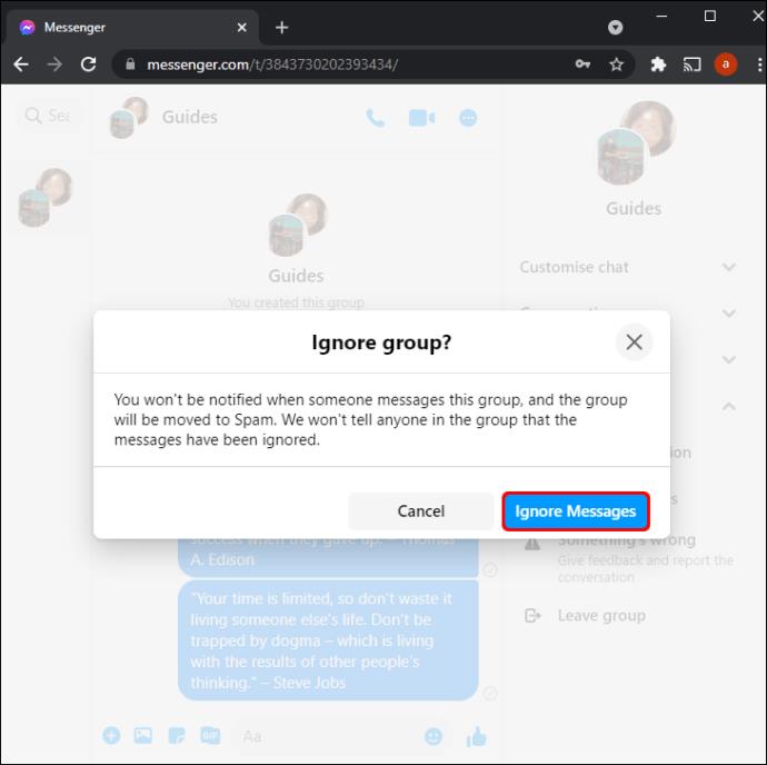 Kā atstāt grupu pakalpojumā Facebook Messenger