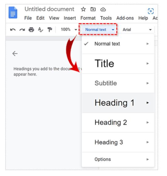 Sådan tilføjer du en disposition i Google Docs