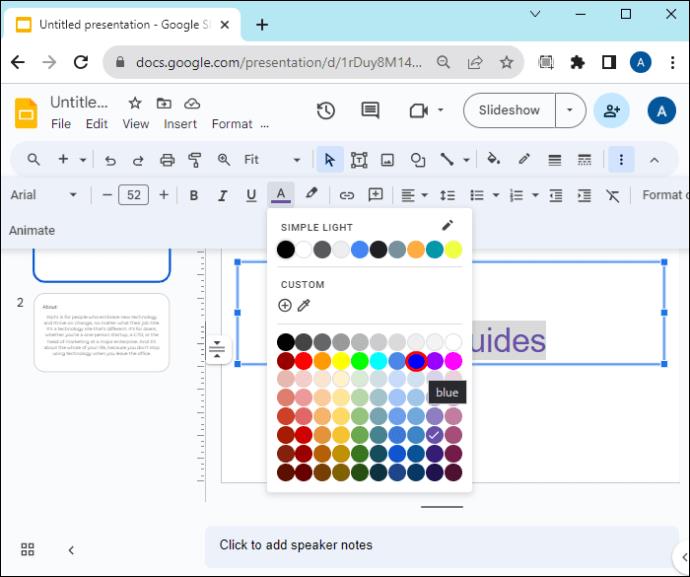Kako promijeniti boju teksta u Google slajdovima