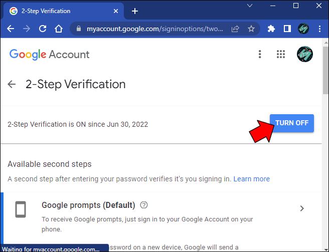 A kéttényezős hitelesítés (2FA) engedélyezése/letiltása a Gmailben