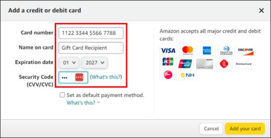 Hvernig á að nota Amex, Mastercard eða Visa gjafakort á Amazon