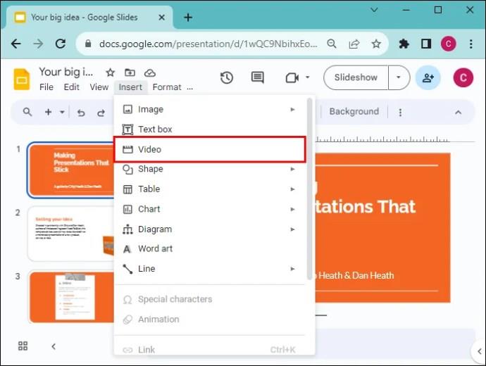 Kako umetnuti video u Google slajdove
