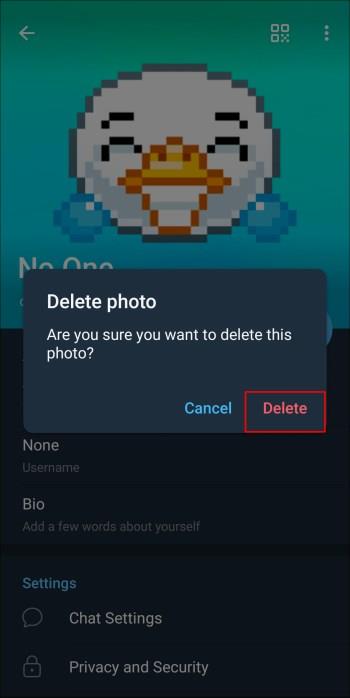 Profiilikuvien poistaminen Telegramista