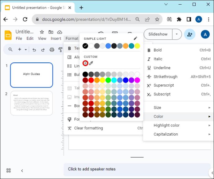 Kako promijeniti boju teksta u Google slajdovima