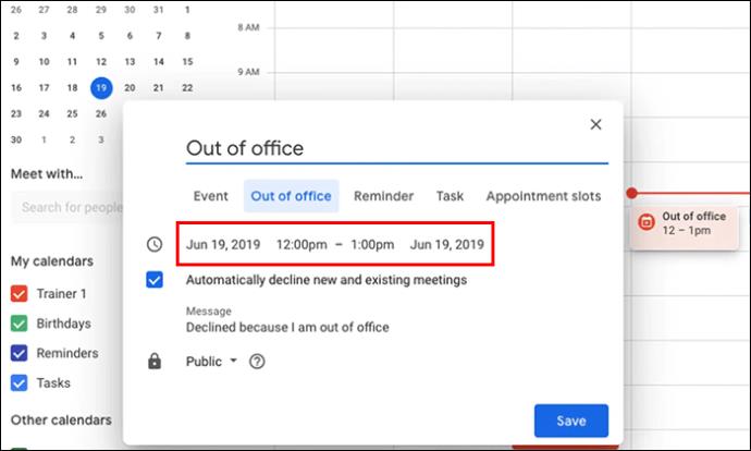 Kako postaviti izvan ureda u Google kalendaru