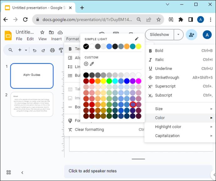 Kako promijeniti boju teksta u Google slajdovima