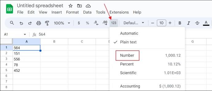 Sådan konverteres tekst til nummer i Google Sheets