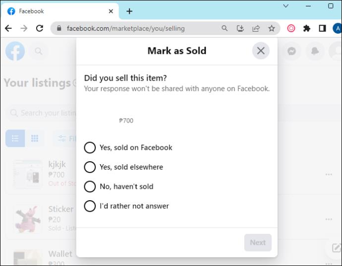 Как да видите продадени артикули във Facebook Marketplace