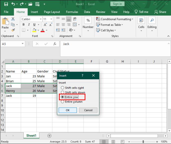 Kā programmā Excel ievietot vairākas rindas