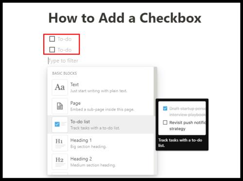 Как да добавите квадратче за отметка в Notion
