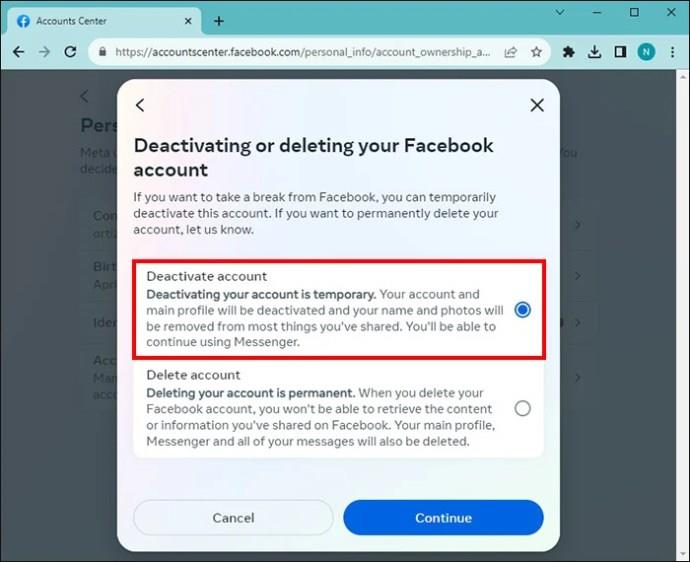 Как да деактивирате акаунта си във Facebook