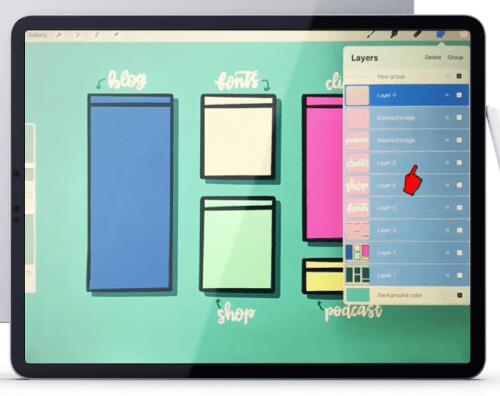 Jak vybrat více vrstev v Procreate