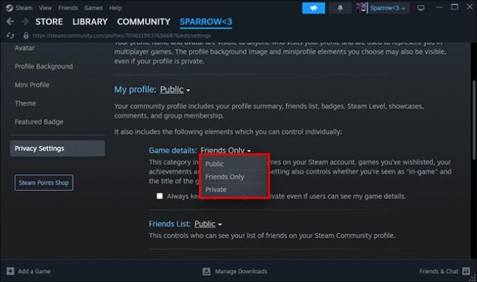 Hvernig á að fela leiki frá vinum í Steam