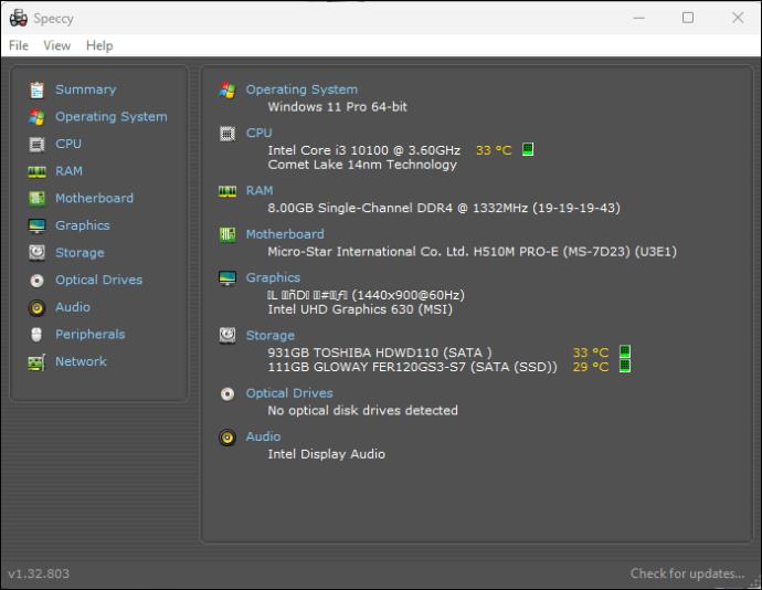 Πώς να ελέγξετε τη θερμοκρασία της CPU σε έναν υπολογιστή με Windows 11