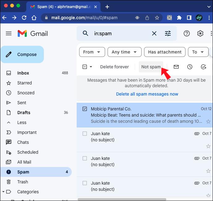 Как да спрете имейлите да отиват в спам в Gmail