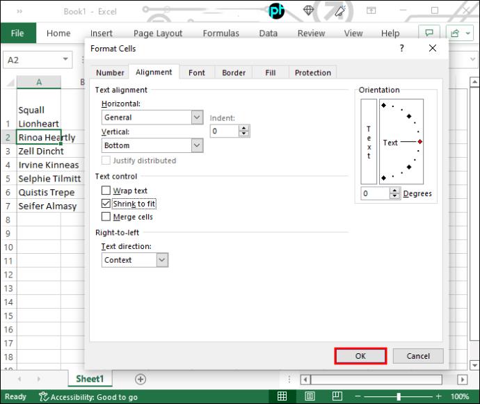 Jak zajistit, aby se text vešel do buňky v aplikaci Excel