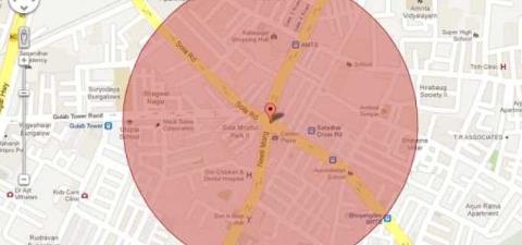 Kako na Google Zemljevidih ​​narisati krog z določenim polmerom