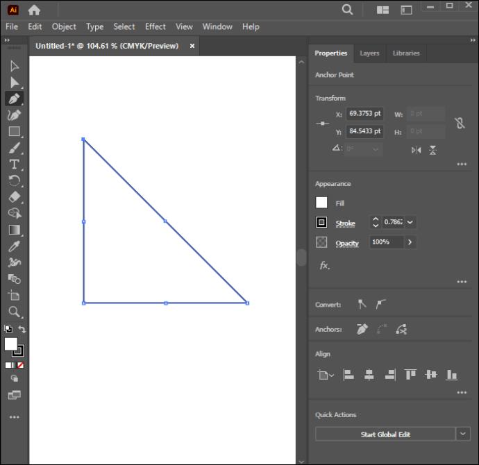 Kako stvoriti trokut u Illustratoru