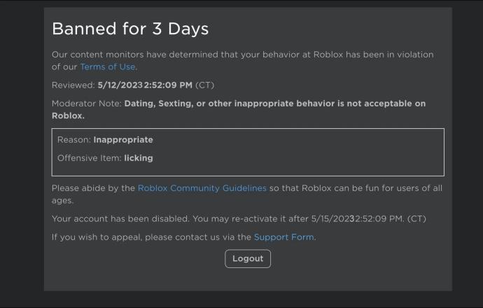 Kako vidjeti zabranjene račune u Robloxu