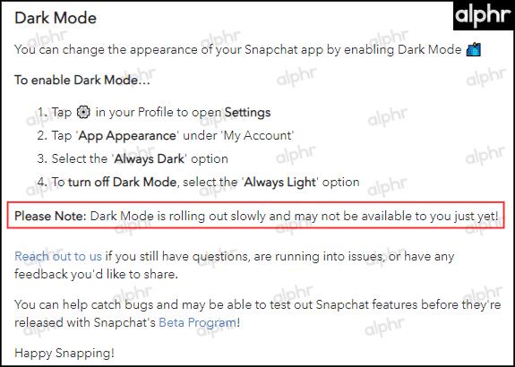 Kako omogućiti tamni način rada u Snapchatu