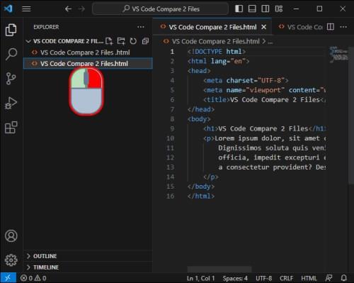 Kako usporediti 2 datoteke u VS kodu