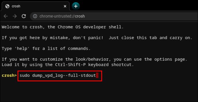 CROSH Commands – Útmutató a Chromebookhoz