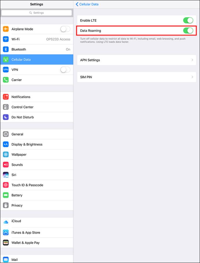Jak opravit, že mobilní data nefungují na iPadu