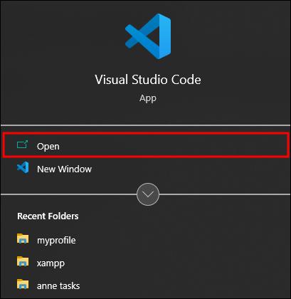 Új ablak megnyitása VS Code-ban