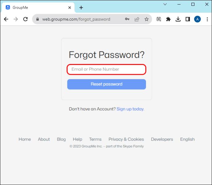 Як скинути пароль у GroupMe