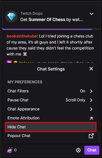 Kuinka kytkeä chat pois päältä Twitchissä