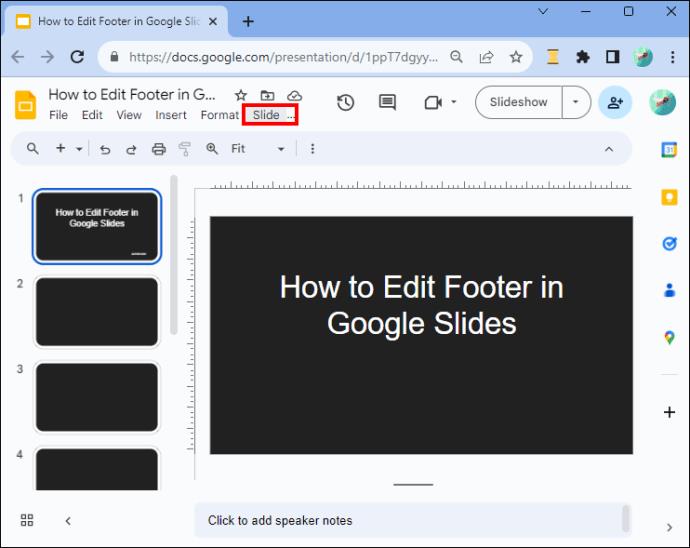 Kako urediti podnožje u Google slajdovima